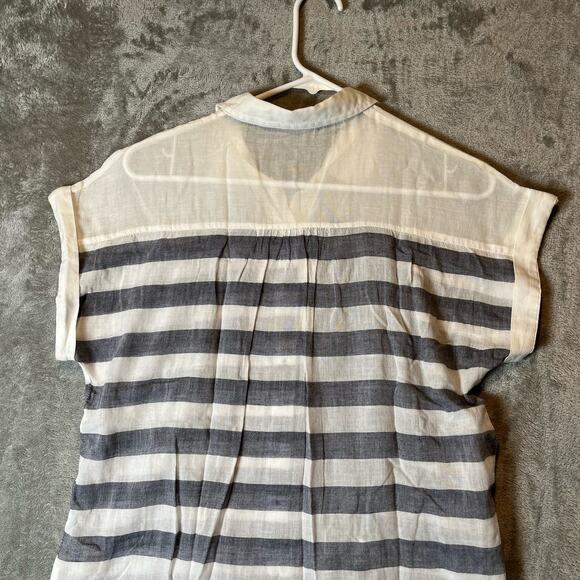Hei Hei Anthropologie Perpignan Sz Small 100% Cotton Striped Button Front Blouse - Picture 3 of 6